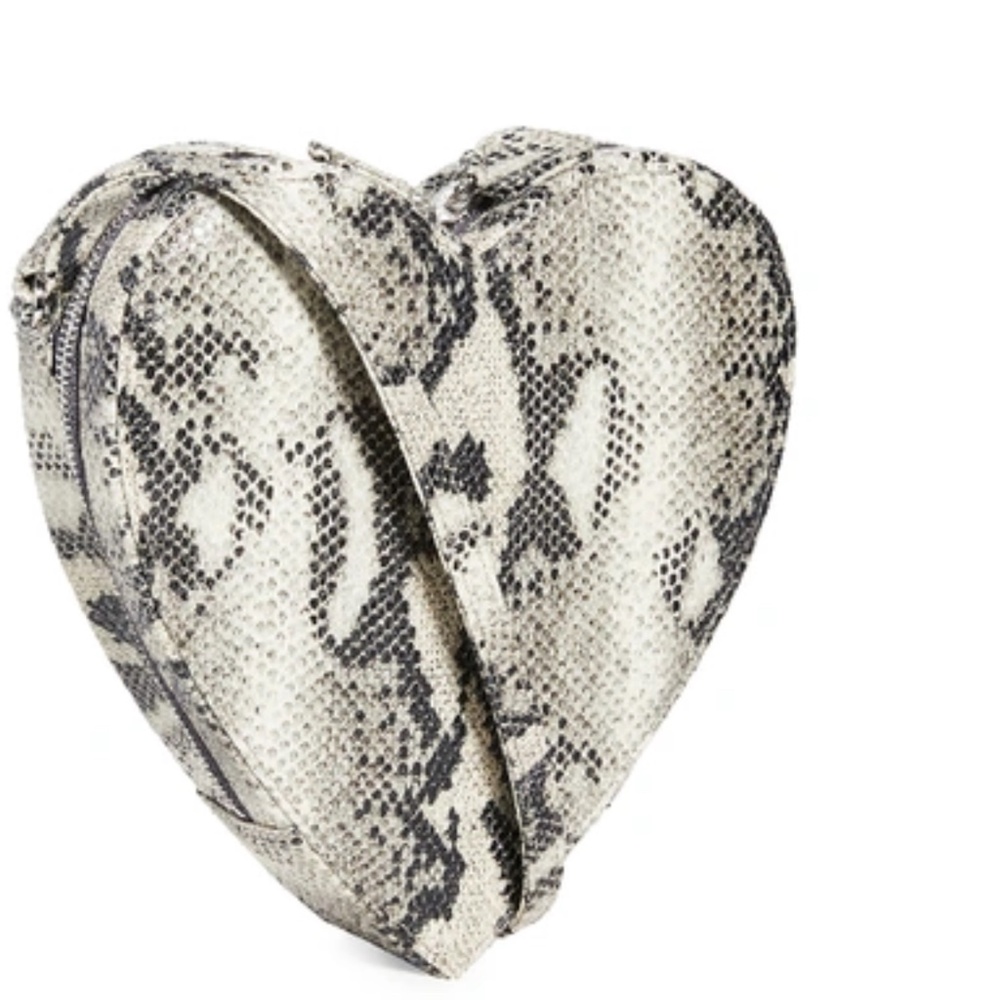 Brother Vellies Heart Shaped Python Leather Bag New Grey and White Pattern